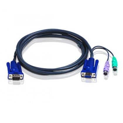 Cable VGA exten, 15F/15M, with PS2, 1.8m