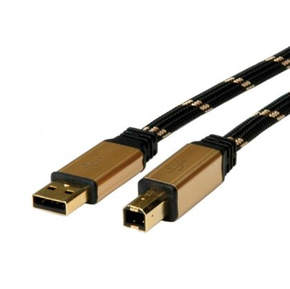 Cable USB2.0 A-B, 1.8m,Gold,Roline 11.02.8802