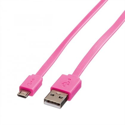 Cable USB2.0 A-Micro B, M/M, 1m, pink, 11.02.8762