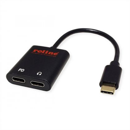 Adapter USB C - 2xC, Audio + PD, Roline 12.03.3219