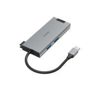 5-портов хъб USB-C HAMA Multiport, 2 x USB-A, 1 x USB-C, 1 x HDMI, 1х LAN, Сив