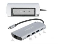 Докинг станция Delock USB-C, M.2 слот за SSD, HDMI, 4K30Hz, Gigabit LAN, 2xUSB-A, USB-C, Сив