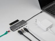 Докинг станция Delock USB-C, M.2 слот за SSD, HDMI, 4K30Hz, Gigabit LAN, 2xUSB-A, USB-C, Сив