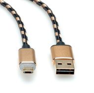 Cable USB2.0 A-Micro B, M/M, 1m, Gold, 11.02.8319