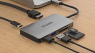 USB хъб D-Link 6-in-1 USB-C Hub with HDMI/Card Reader/Power Delivery
