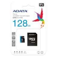 Micro SD 128GB ADATA 100/25 MB/s Cl10 V10 +Adapter