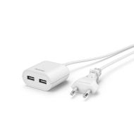Hama USB захранване/разклонител с 1,9 м дълъг кабел, 2,4 A, 2x USB-A, бяло