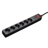Power strip HAMA 137264 6x, w/5m cable, Black