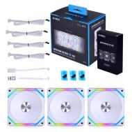 Вентилатори Lian-Li UNI SL120 V2 RGB PWM, 3 броя в комплект, Включен контролер, Бял