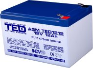 Оловна Батерия TED ELECTRIC, 12V, 12Ah, 152/ 98/ 96 mm, AGM