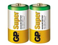 Алкална батерия GP SUPER LR20, 2 бр. в опаковка / shrink, 1.5V