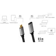 Cable USB3.2 C-C, M/F, 4K, 0.5m, Logilink CUA0105