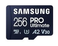 Памет Samsung 256GB micro SD Card PRO Ultimate with Adapter , UHS-I, Read 200MB/s - Write 130MB/s, U3, V30, A2