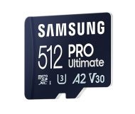 Памет Samsung 512GB micro SD Card PRO Ultimate with Adapter , UHS-I, Read 200MB/s - Write 130MB/s, U3, V30, A2