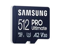 Памет Samsung 512GB micro SD Card PRO Ultimate with Adapter , UHS-I, Read 200MB/s - Write 130MB/s, U3, V30, A2