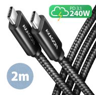 Cable USB2 C-C, M/M,2m,PD 240W,AXAGON BUCM2-CM20AB