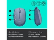 Безжична оптична мишка LOGITECH M171, USB, Син/Сив