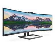 Монитор Philips 499P9H, 49" 32:9 Super Wide Curved 1800R VA LED, 5120x1440@60Hz, HDR 400, 5ms, 3000:1, 80M:1 DCR, 450 cd/m2, Web cam,Tilt, Swivel, Heigh Adjust, HDMI, DP, Headphone Out, Speakers, USB-C/USB 3.1, RJ45, Black