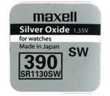 Бутонна батерия сребърна MAXELL SR 1130 SW /AG10/ 389/390/  1.55V
