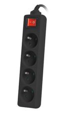 Разклонител Lanberg power strip 1.5m, 4 sockets, french with circuit breaker quality-grade copper cable, black