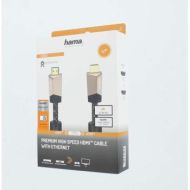 Кабел HAMA Premium, HDMI мъжко - HDMI мъжко, 3 м, Ферит, Позлатени конектори, Ethernet, Черен