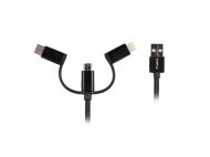 Кабел Lanberg 3in1 USB-A(M)->USB MICRO(M)+LIGHTNING(M)+USB-C(M) 2.0 1m, black