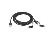 Кабел Lanberg 3in1 USB-A(M)->USB MICRO(M)+LIGHTNING(M)+USB-C(M) 2.0 1m, black