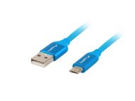 Кабел Lanberg USB MICRO-B (M)  ->  USB-A (M) 2.0 cable 0.5m, blue premium QC 3.0