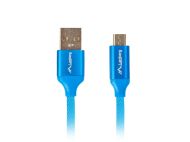 Кабел Lanberg USB MICRO-B (M)  ->  USB-A (M) 2.0 cable 0.5m, blue premium QC 3.0