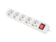 Разклонител Lanberg power strip 3m 5x Schuko outlets with circuit breaker quality-grade copper cable, white