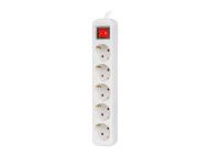 Разклонител Lanberg power strip 3m 5x Schuko outlets with circuit breaker quality-grade copper cable, white