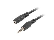 Кабел Lanberg extension cable mini jack 3.5mm M/F 3 pin 3m, black