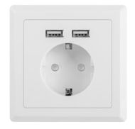 Разклонител Lanberg AC wall socket 230V with 2 USB port 2.1A, schuko socket White