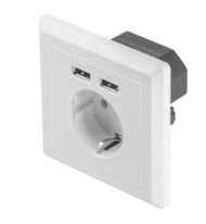 Разклонител Lanberg AC wall socket 230V with 2 USB port 2.1A, schuko socket White