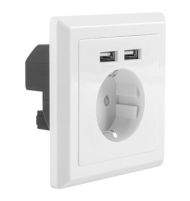 Разклонител Lanberg AC wall socket 230V with 2 USB port 2.1A, schuko socket White