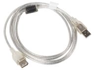 Кабел Lanberg extension cable USB 2.0 AM-AF,  1.8m, transparent ferrite