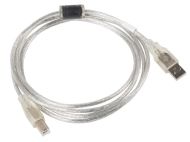 Кабел Lanberg USB-A (M) -> USB-B (M) 2.0 cable 1.8m, transparent ferrite