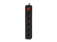 Разклонител Lanberg power strip 3m, 5 sockets, french with circuit breaker quality-grade copper cable, black