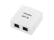 Конектор Lanberg surface-mount box CAT.5e UTP UNshielded 2X RJ45, white