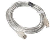 Кабел Lanberg extension cable USB 2.0 AM-AF, 5m, transparent ferrite