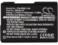 Батерия за апарат NIKON EN-EL14, 7.4V, 1030mAh, Li-Ion, Cameron Sino