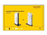 Докинг станция Delock, За MacBook, HDMI Full-HD, USB 3.2, LAN, Audio, Черен/Бял