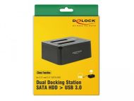 Външна докинг станция Delock 62661, за 2.5"/3.5" HDD/SSD, USB 3.0, Функция за клониране, Черен
