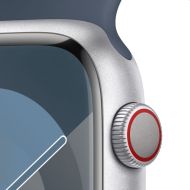 Часовник Apple Watch Series 9 GPS + Cellular 45mm Silver Aluminium Case with Storm Blue Sport Band - S/M