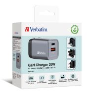 Зарядно устройство Verbatim GNC-35 GaN Charger 2 Port 35W USB A/C (EU/UK/US)