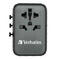 Адаптер Verbatim UTA-05 GaN III Universal Travel Adapter with 2 x USB-C PD 65W & QC 4+ / 2 x USB-A