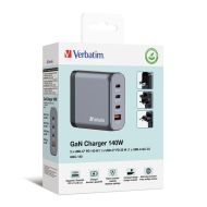 Зарядно устройство Verbatim GNC-140 GaN Charger 4 Port 140W USB A/C (EU/UK/US)
