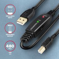 Cable USB2 A-B M/M+Repeater, 10m, AXAGON ADR-210B