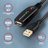 Cable USB2 A-A M/F+Repeater, 15m, AXAGON ADR-215