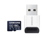 Памет Samsung 512GB micro SD Card PRO Ultimate with USB Reader , UHS-I, Read 200MB/s - Write 130MB/s, U3, V30, A2